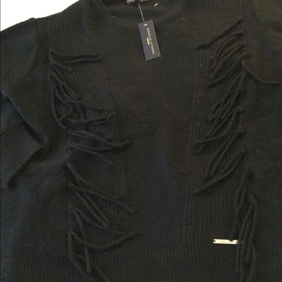 NWT AV 1X black sweater with fringe - Picture 5 of 13